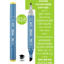 Art-x Çift Taraflı Profesyonel Çizim Kalemi Kalıcı Mürekkep Üçgen Gövde Ince Uç 1 mm Kesik Uç 2-6mm Sketch