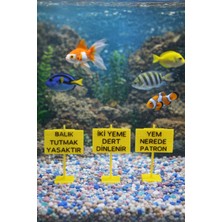 Akvaryum Dekoratif Esprili Tabela Seti (3'lü Paket) - Sarı Seri 7x5 cm