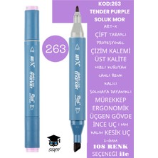 Art-x Çift Taraflı Profesyonel Çizim Kalemi Kalıcı Mürekkep Üçgen Gövde Ince Uç 1 mm Kesik Uç 2-6mm Sketch