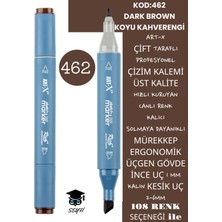 Art-x Çift Taraflı Profesyonel Çizim Kalemi Kalıcı Mürekkep Üçgen Gövde Ince Uç 1 mm Kesik Uç 2-6mm Sketch