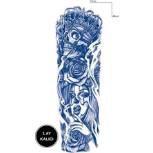 Kurukafa ve Palyaço Kız Figürlü Geçici Kol Dövmesi - 12 Saat Sonra Kararan GERÇEKÇI17X48 cm Tattoo