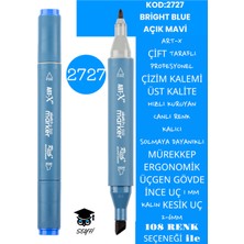 Art-x Çift Taraflı Profesyonel Çizim Kalemi Kalıcı Mürekkep Üçgen Gövde Ince Uç 1 mm Kesik Uç 2-6mm Sketch