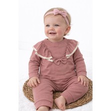 Leona Baby Dantel Detaylı Gülkurusu Kız Bebek Takım