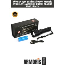 Armoris Yeni Nesil Gün Işığı Aydınlatma 5 Modlu 750 Metre Menzil 8800 Mah 3000 Lümen Süper Güçlü El Feneri