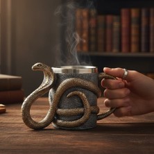Hediyesahibi Yılan Tasarımlı Metal Kupa – Gotik Stil, Benzersiz Dekoratif Kahve Kupası” 🐍☕
