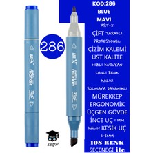 Art-x Çift Taraflı Profesyonel Çizim Kalemi Kalıcı Mürekkep Üçgen Gövde Ince Uç 1 mm Kesik Uç 2-6mm Sketch