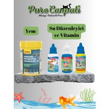 Purecanpati Probiotic Granül Balık Yemi Seti – Akvaryum Vitamin Damlası + Klor Giderici + Su Düzenleyici