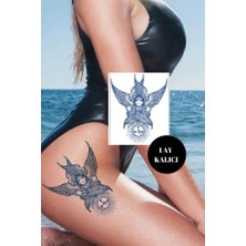 Melek Kanatlı Kadın Figürlü Geçici Dövme - 12 Saat Sonra Kararan Gerçekçi Tattoo -9X12 cm Mini Boy
