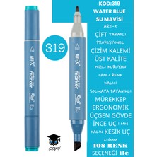 Art-x Çift Taraflı Profesyonel Çizim Kalemi Kalıcı Mürekkep Üçgen Gövde Ince Uç 1 mm Kesik Uç 2-6mm Sketch