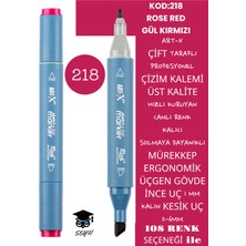 Art-x Çift Taraflı Profesyonel Çizim Kalemi Kalıcı Mürekkep Üçgen Gövde Ince Uç 1 mm Kesik Uç 2-6mm Sketch