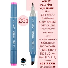 Art-x Çift Taraflı Profesyonel Çizim Kalemi Kalıcı Mürekkep Üçgen Gövde Ince Uç 1 mm Kesik Uç 2-6mm Sketch