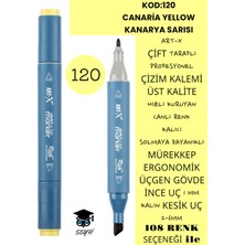 Art-x Çift Taraflı Profesyonel Çizim Kalemi Kalıcı Mürekkep Üçgen Gövde Ince Uç 1 mm Kesik Uç 2-6mm Sketch