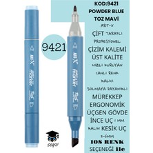 Art-x Çift Taraflı Profesyonel Çizim Kalemi Kalıcı Mürekkep Üçgen Gövde Ince Uç 1 mm Kesik Uç 2-6mm Sketch