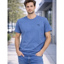 Aura Boutique Moda Erkek Açık Gri Logo Baskılı Bisiklet Yaka Kısa Kollu Basic Tişört