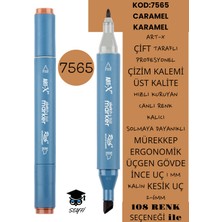 Art-x Çift Taraflı Profesyonel Çizim Kalemi Kalıcı Mürekkep Üçgen Gövde Ince Uç 1 mm Kesik Uç 2-6mm Sketch