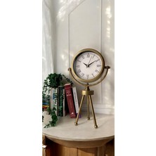 Leylart Metal Eskitme Dekoratif Hediyelik Ayaklı Masa Saati