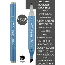 Art-x Çift Taraflı Profesyonel Çizim Kalemi Kalıcı Mürekkep Üçgen Gövde Ince Uç 1 mm Kesik Uç 2-6mm Sketch