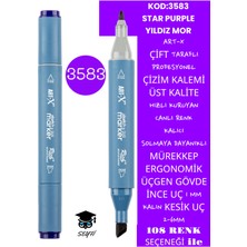 Art-x Çift Taraflı Profesyonel Çizim Kalemi Kalıcı Mürekkep Üçgen Gövde Ince Uç 1 mm Kesik Uç 2-6mm Sketch