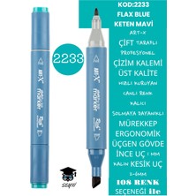 Art-x Çift Taraflı Profesyonel Çizim Kalemi Kalıcı Mürekkep Üçgen Gövde Ince Uç 1 mm Kesik Uç 2-6mm Sketch