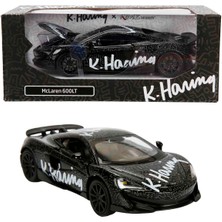 Oyuncak Vitrinim 1:32 Sesli ve Işıklı Rmz Hobby Keith Haring Serisi Die Cast Çek Bırak Model Araba - Siyah Mclaren 600LT