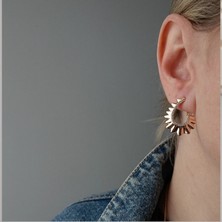 Lente Aksesuar Kadın Gold Xuping Vıp Serisi Taşlı Yelpaze Model Küpe