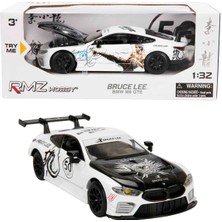 Oyuncak Vitrinim 1:32 Sesli ve Işıklı Rmz Hobby Bruce Lee Serisi Die Cast Çek Bırak Model Araba - Beyaz Bmw M8 Gte Beyaz
