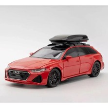Aksoy Toys Audi Rs6 Metal Araba Işıklı Kapıları Bagajı Kaputu Açılır 20 cm Oyuncak Araba Kırmızı Renk