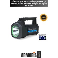 Armoris Yeni Nesil Bataryalı  5200 Mah 3 Modlu 21CM Uzunluk Beyaz Aydınlatma 25W LED Şarjlı El Feneri