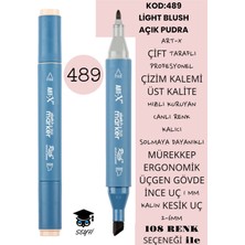 Art-x Çift Taraflı Profesyonel Çizim Kalemi Kalıcı Mürekkep Üçgen Gövde Ince Uç 1 mm Kesik Uç 2-6mm Sketch