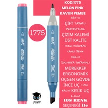 Art-x Çift Taraflı Profesyonel Çizim Kalemi Kalıcı Mürekkep Üçgen Gövde Ince Uç 1 mm Kesik Uç 2-6mm Sketch