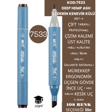 Art-x Çift Taraflı Profesyonel Çizim Kalemi Kalıcı Mürekkep Üçgen Gövde Ince Uç 1 mm Kesik Uç 2-6mm Sketch