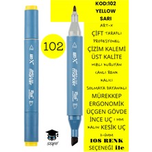 Art-x Çift Taraflı Profesyonel Çizim Kalemi Kalıcı Mürekkep Üçgen Gövde Ince Uç 1 mm Kesik Uç 2-6mm Sketch