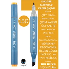 Art-x Çift Taraflı Profesyonel Çizim Kalemi Kalıcı Mürekkep Üçgen Gövde Ince Uç 1 mm Kesik Uç 2-6mm Sketch