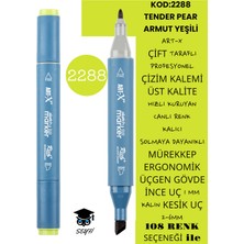Art-x Çift Taraflı Profesyonel Çizim Kalemi Kalıcı Mürekkep Üçgen Gövde Ince Uç 1 mm Kesik Uç 2-6mm Sketch