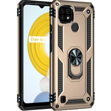 Hnrlishp Newface Realme C21 Kılıf Sofya Yüzüklü Silikon Kapak - Gold