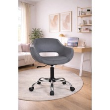 Sahmetra Lakers Çalışma Sandalyesi | Bilgisayar Koltuğu | Berjer Makyaj Sandalyesi | Babyface Kumaş | Krom Ayak