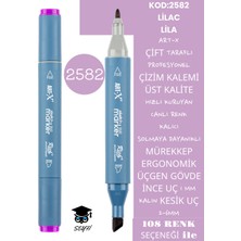 Art-x Çift Taraflı Profesyonel Çizim Kalemi Kalıcı Mürekkep Üçgen Gövde Ince Uç 1 mm Kesik Uç 2-6mm Sketch