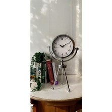 Leylart Metal Krom Dekoratif Hediyelik Ayaklı Masa Saati