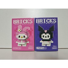 Bricks Mini Figür Kuromı My Melody - Yapı Blokları - 3D Aksesuar Figür 2'li Paket