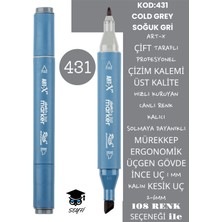Art-x Çift Taraflı Profesyonel Çizim Kalemi Kalıcı Mürekkep Üçgen Gövde Ince Uç 1 mm Kesik Uç 2-6mm Sketch