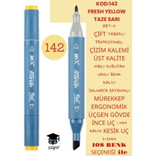Art-x Çift Taraflı Profesyonel Çizim Kalemi Kalıcı Mürekkep Üçgen Gövde Ince Uç 1 mm Kesik Uç 2-6mm Sketch
