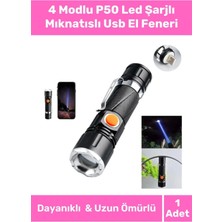 Armoris Yeni Nesil Takma Aparatlı Dayanıklı Metal Alüminyum 4 Modlu P50 LED Şarjlı Mıknatıslı USB El Feneri