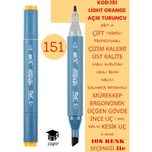 Art-x Çift Taraflı Profesyonel Çizim Kalemi Kalıcı Mürekkep Üçgen Gövde Ince Uç 1 mm Kesik Uç 2-6mm Sketch