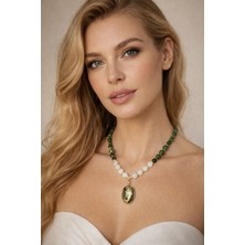 Solare Accessories Yeşim ve Hematit Doğal Taşlı Tasarım Kolye