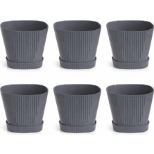 Omnipazar SO-ZB01 Zambak Plastik Dekoratif Saksı 0.8 Lt No:1 Antrasit 6 Adet