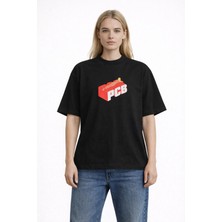 Camblys Unisex Pcb Bikini Kadın Özel Tasarım Ön Baskılı Oversize Kalın Kumaş Bol Kesim Pamuklu T-Shirt