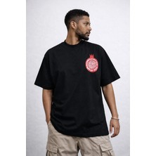 Camblys Unisex Nar Logo Baskılı Oversize Kalın Kumaş Bol Kalıp T-Shirt
