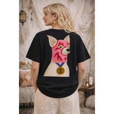 Camblys Anımal Sırt Baskılı Oversize Kalın Kumaş Bol Kalıp T-Shirt