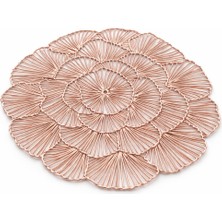 Aşkana Metalik Rose Supla 38 cm Amerikan Servis,dekoratif Masa Sunum Altlığı,modern Sofra Dekoru – 2’li Set