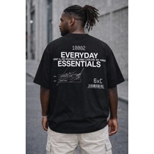 Camblys Unisex Essentıals Everday Sırt Baskılı Oversize Kalın Kumaş Bol Kesim Pamuklu T-Shirt